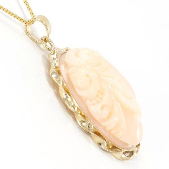 LuxUness K18 Yellow Gold Coral Necklace Metal Necklace - Picture 2 of 5